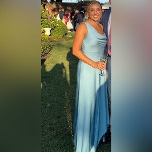 Mango Light Blue Textured Maxi Dress